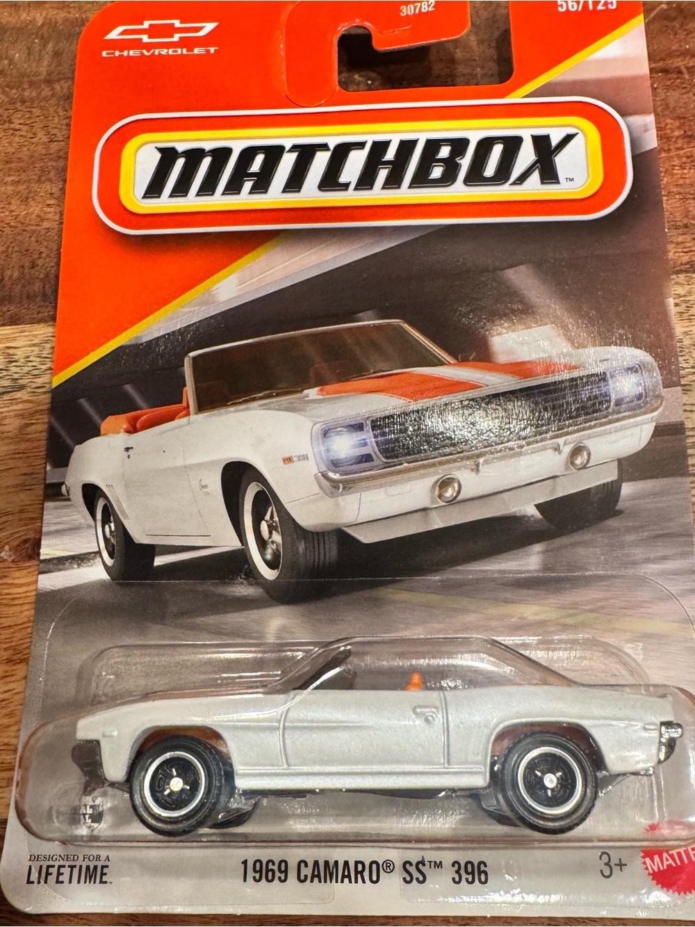 Matchbox 1969 Camaro SS 396 Toy Car - White with Orange Accents